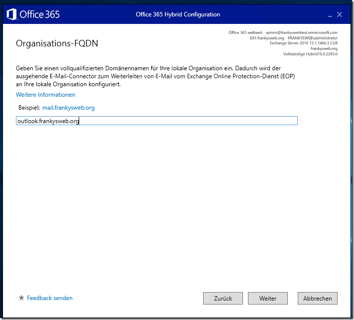 Exchange 2016: Hybrid Modus mit Office 365 (Teil 4)