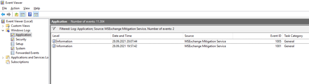 Emergency Mitigation Eventlog