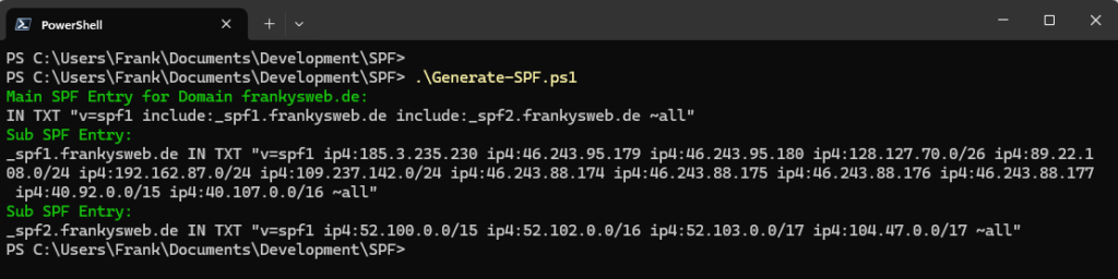 Script zum Erzeugen der Sender Policy Framework Einträge