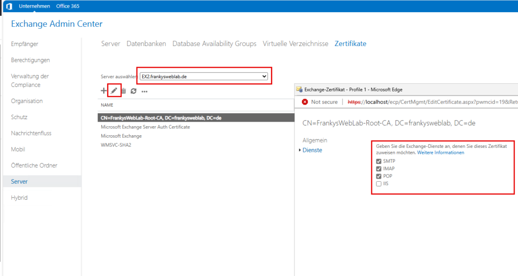 Exchange 2019: Transfer certificate