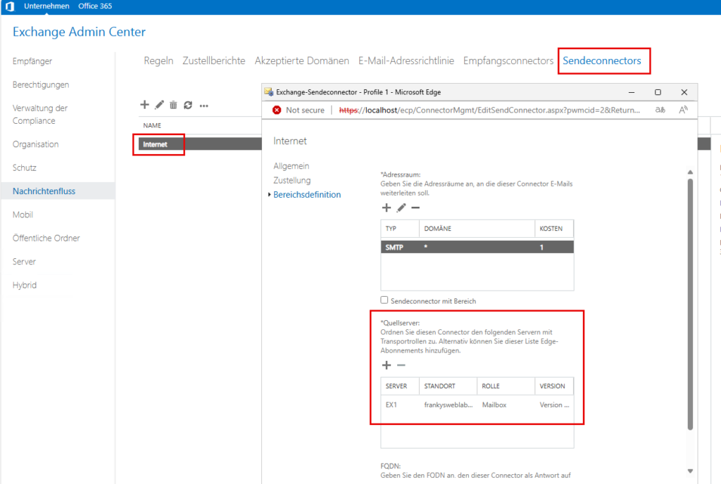 Exchange 2019: Customize the send conector